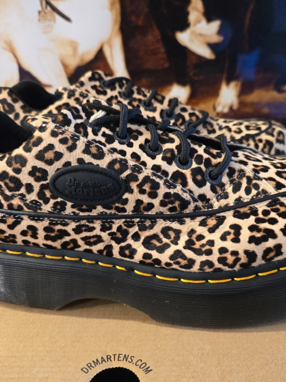 Dr. Martens Buzz 5 Eye Shoes Womens 11 Leopard Print Faux Fur Platform Oxfords - Picture 7 of 16